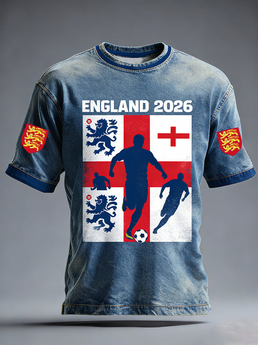 Men's Retro English Football Fan Printed Casual T-Shirt
