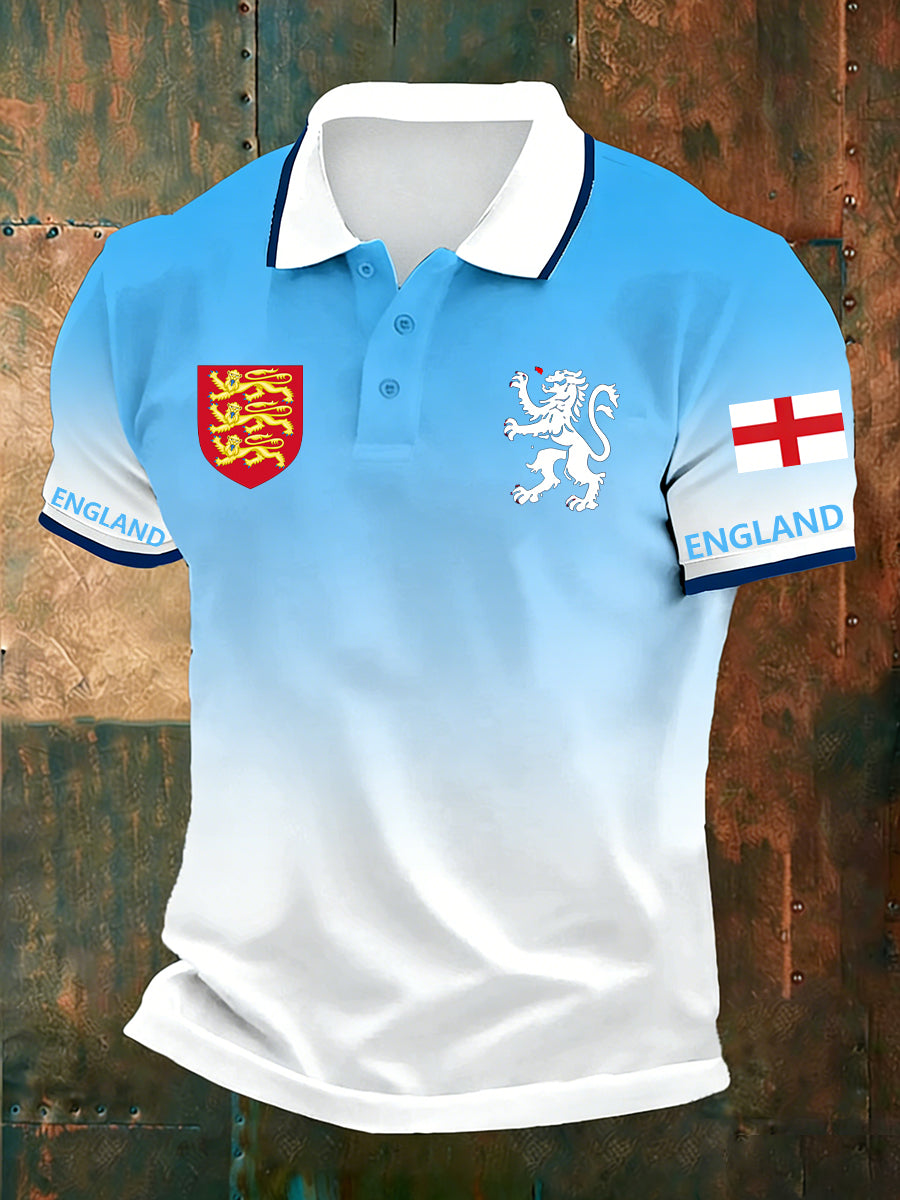 Men's Retro English Football Fan Printed Casual POLO