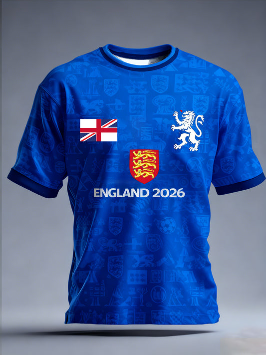 Men's Retro English Football Fan Printed Casual T-Shirt