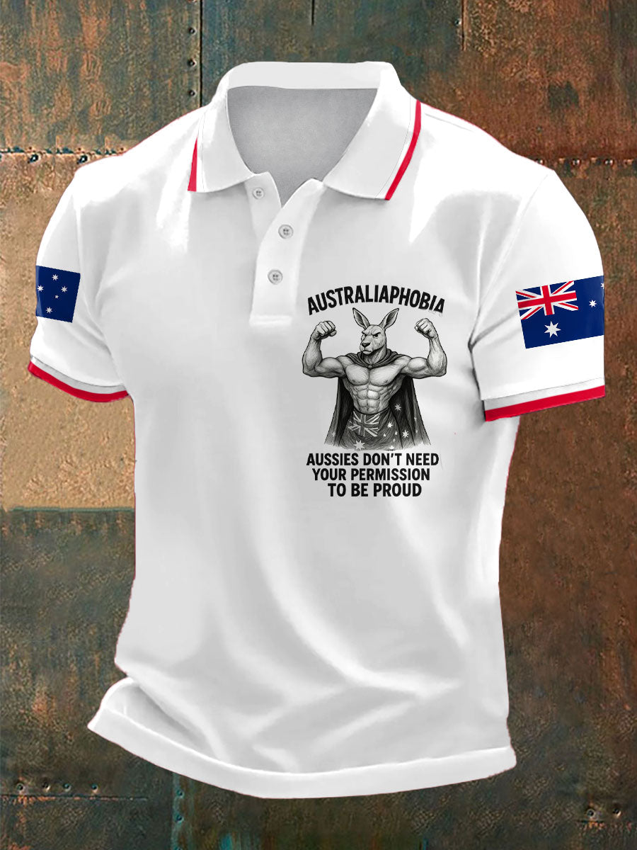 Men's Aussie Flag Proud Printed Casual Tops