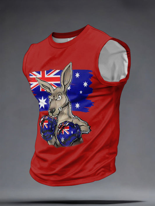 Men's Aussie Proud Australia Flag Art Printed Tank Tops