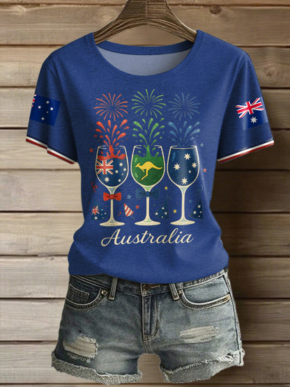 Women's Aussie Proud Australia Flag Art Printed T-shirt