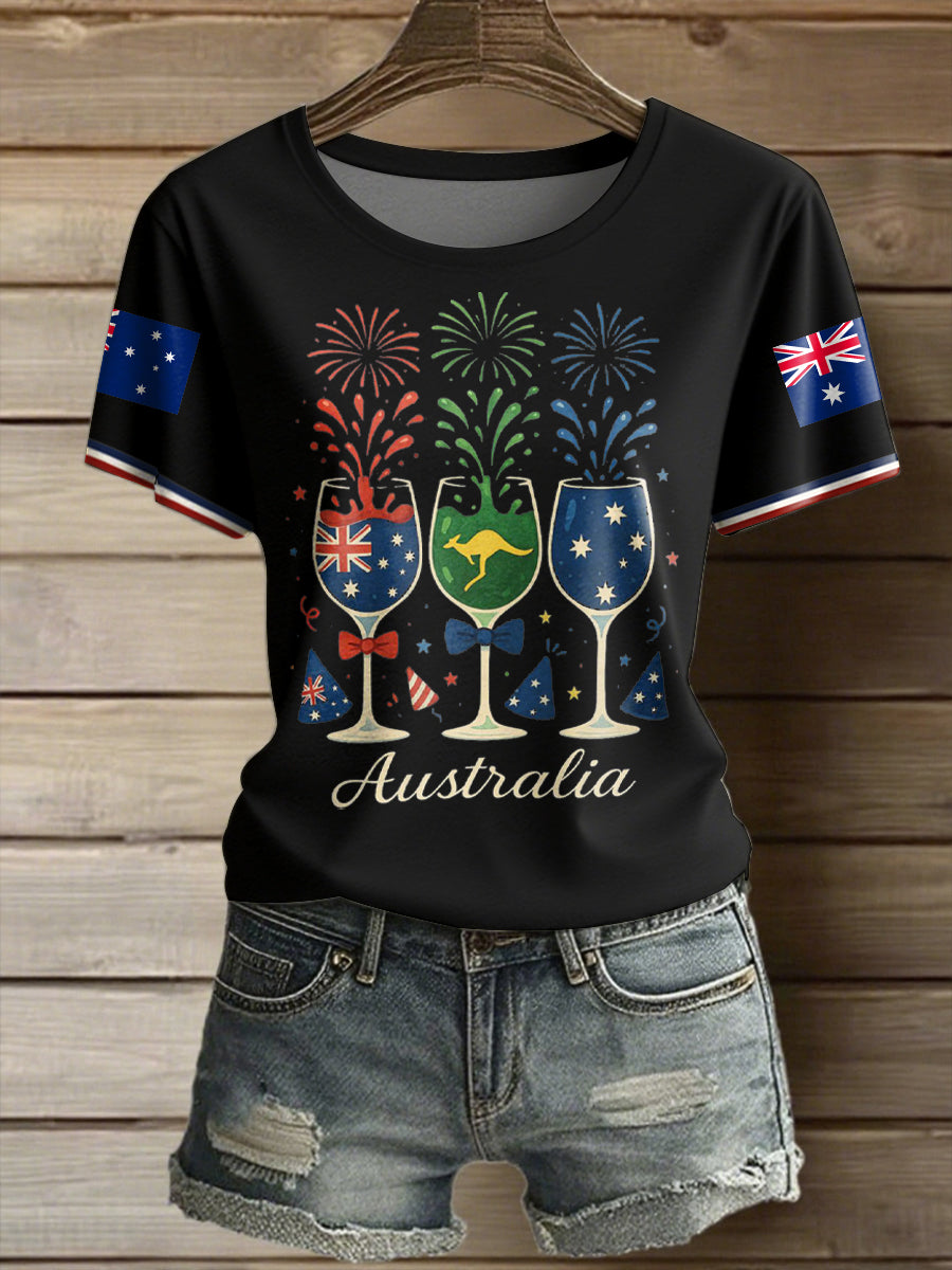 Women's Aussie Proud Australia Flag Art Printed T-shirt