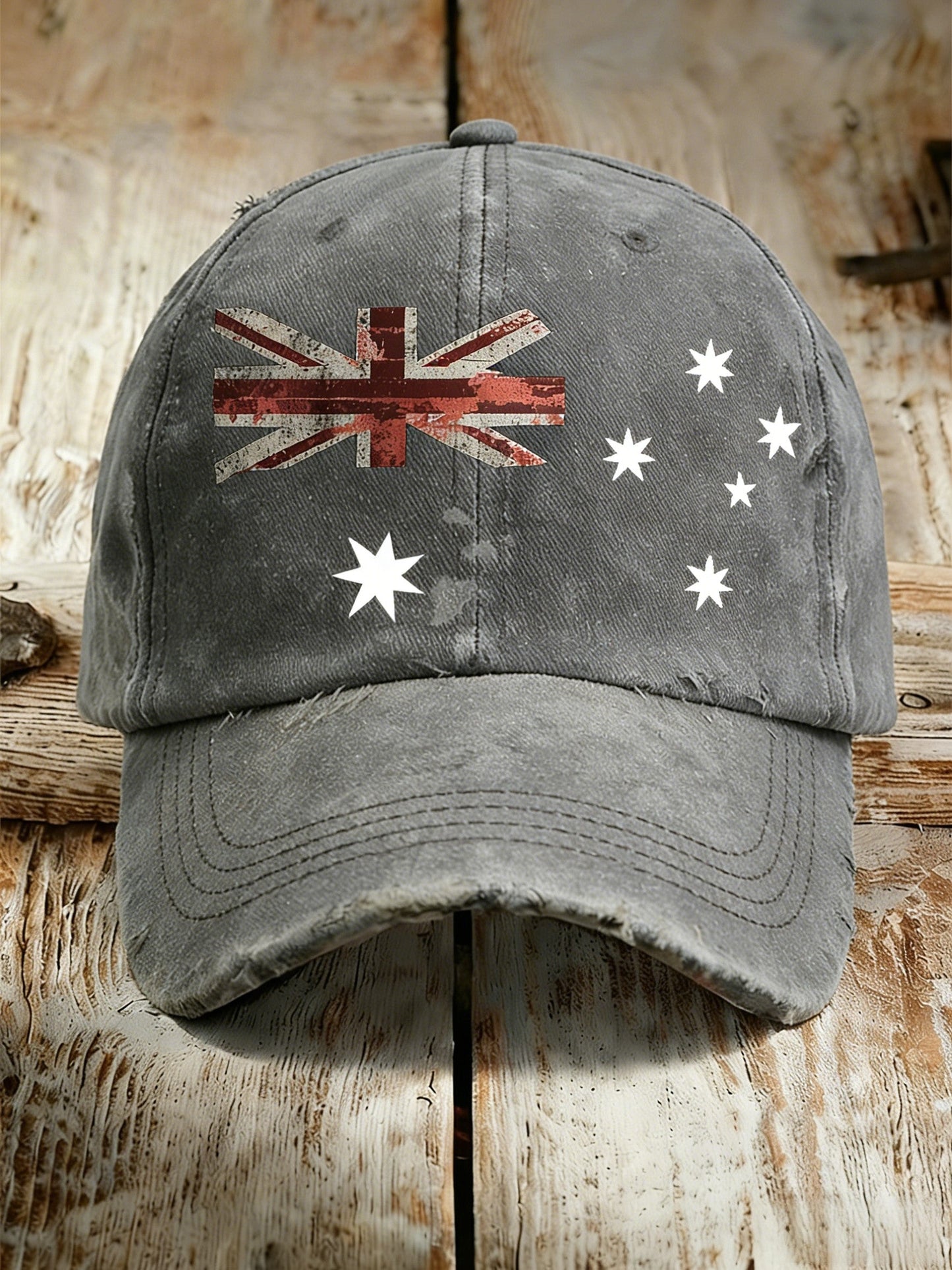 Vintage Australian Flag Badge Printed Casual Washed Vintage Cap