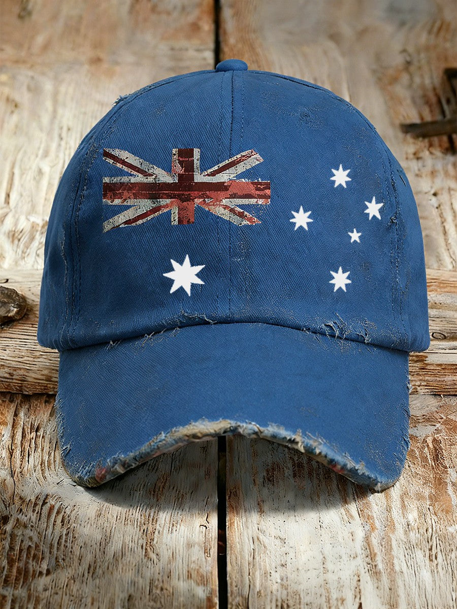 Vintage Australian Flag Badge Printed Casual Washed Vintage Cap