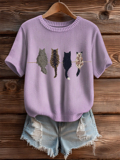 Women's Cute Cat Short-sleeved T-shirt