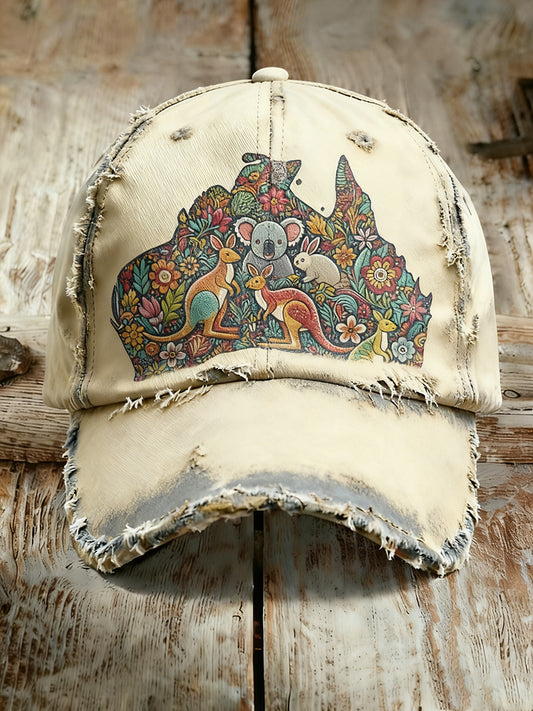 Unisex Vintage Australian Vacation Pattern Printed Hat