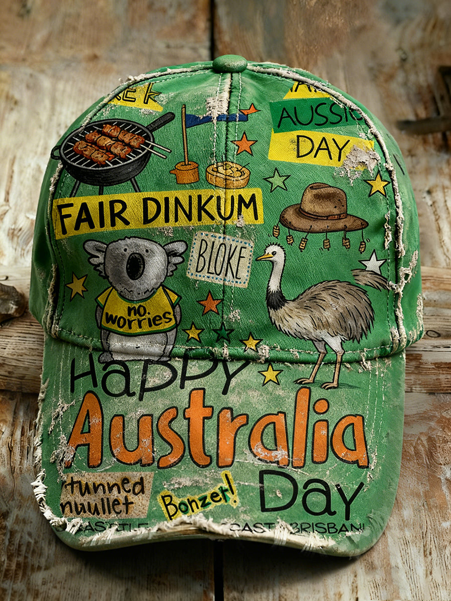 Unisex Vintage Australian Vacation Pattern Printed Hat