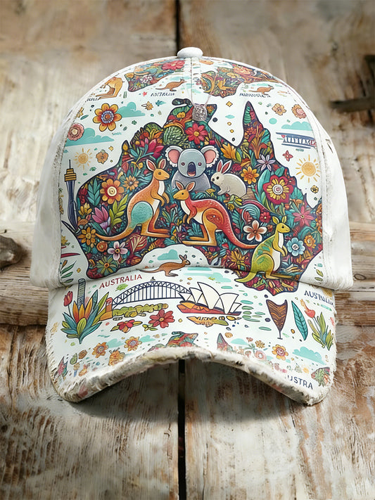 Unisex Vintage Australian Vacation Pattern Printed Hat