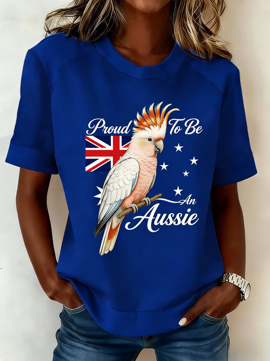 Women's Vintage  Aussie Cute Pink Cockatoo Casual Comfortable Short-Sleeve T-Shirt