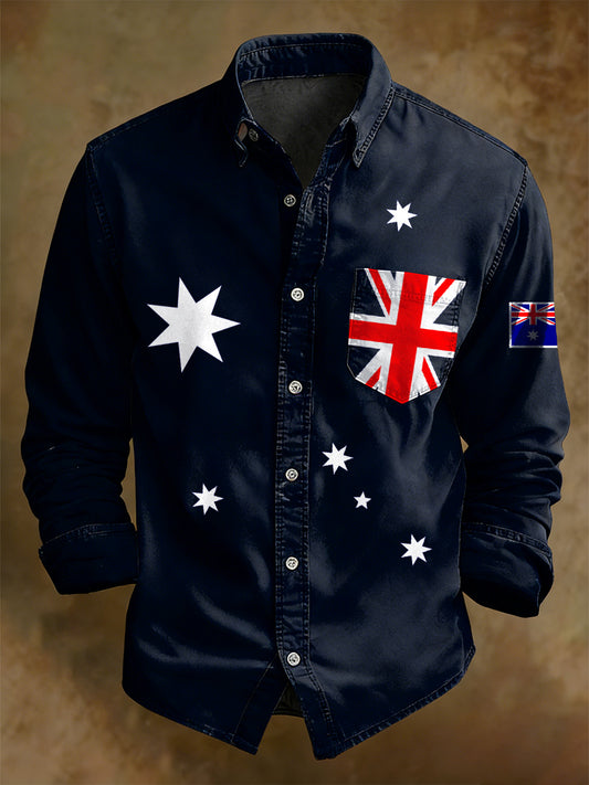 Men's Australian Art Print Long-Sleeve Shirt