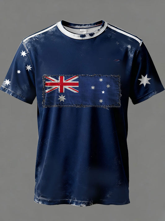 Men's Aussie Proud AU Flag Art Printed T-shirt