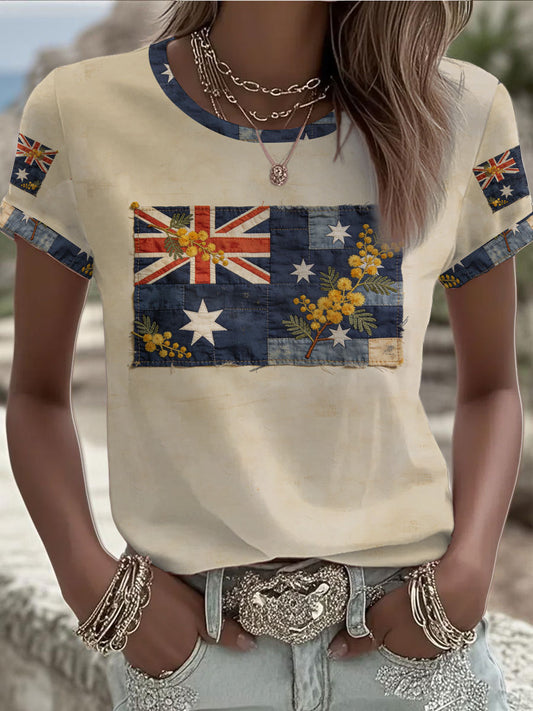 Women's Australian flag printed short-sleeved T-shirt