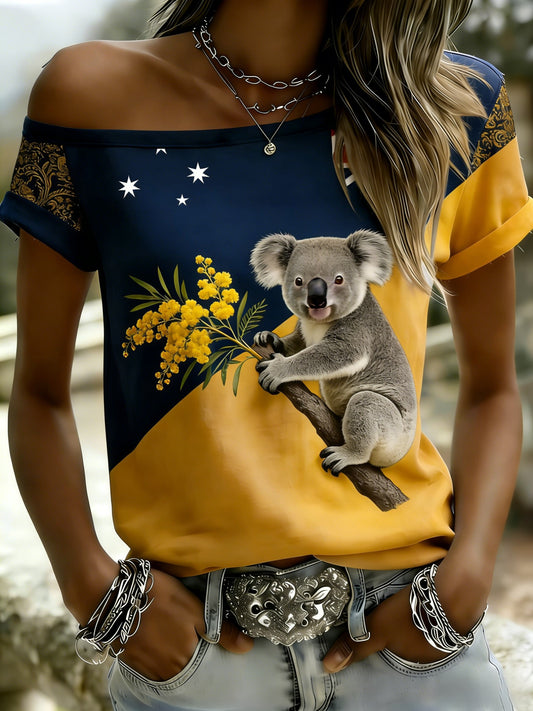 Women's  Vintage Australian Holiday Casual Comfortable Short Sleeve Top