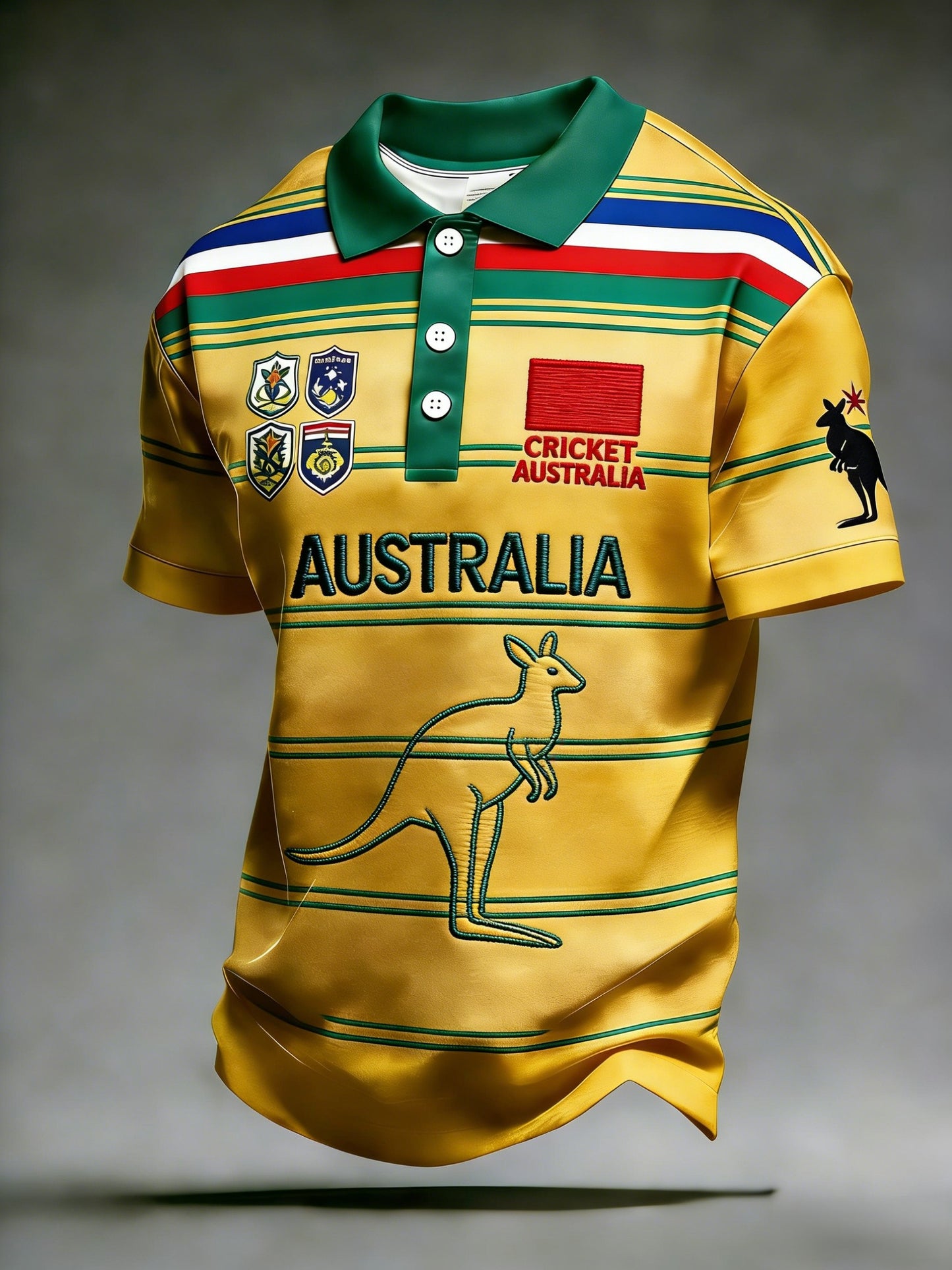 Men's  Australia Cricket Printed Casual Short Sleeve T-Shirt