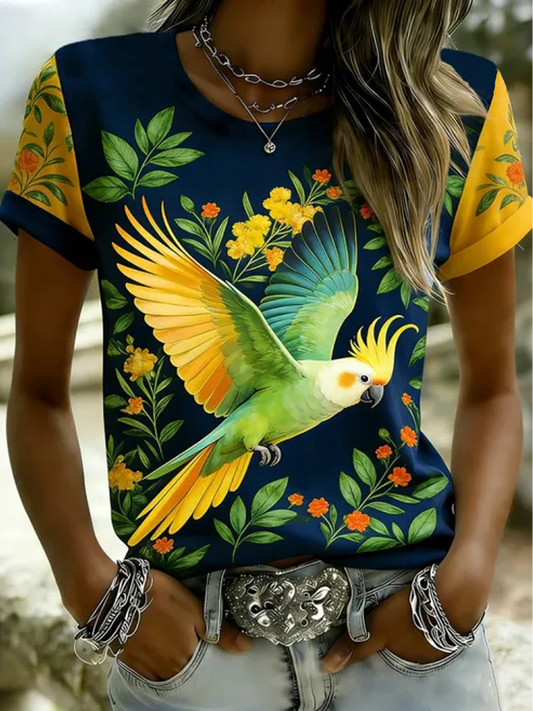 Women's Vintage Australian Vacation Parrot Casual Comfort short-sleeved T-shirt