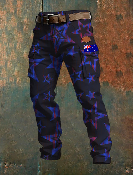 Men's Casual Trousers With Australian-Inspired Prints.
