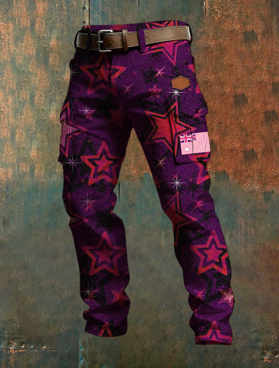 Men's Casual Trousers With Australian-Inspired Prints.