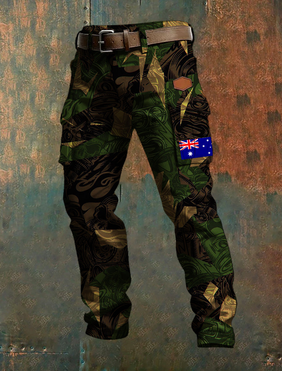 Men's Casual Trousers With Australian-Inspired Prints.