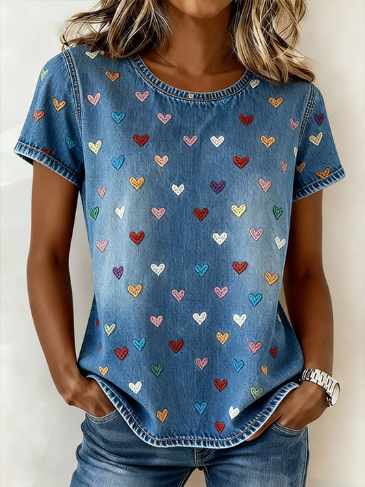 Women's Valentine's Day Heart Short-sleeved T-shirt