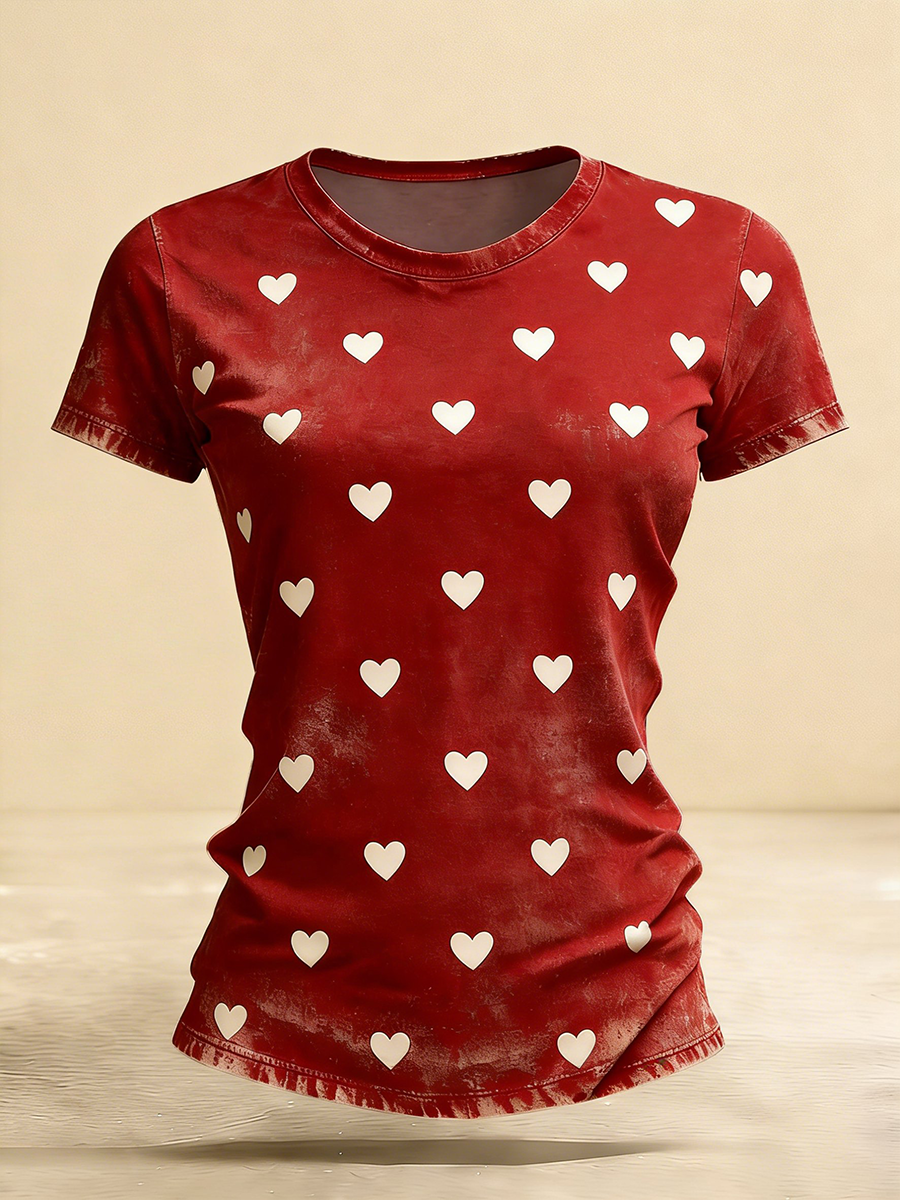 Women's Valentine's Day Heart Short-sleeved T-shirt