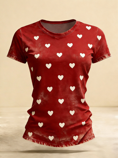 Women's Valentine's Day Heart Short-sleeved T-shirt
