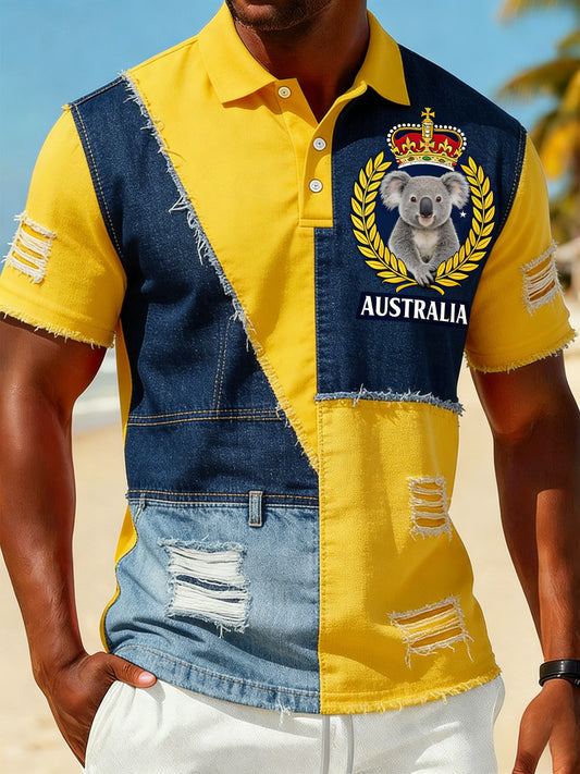 Men's Vintage Australian Holiday Casual Short-Sleeve Polo Shirt