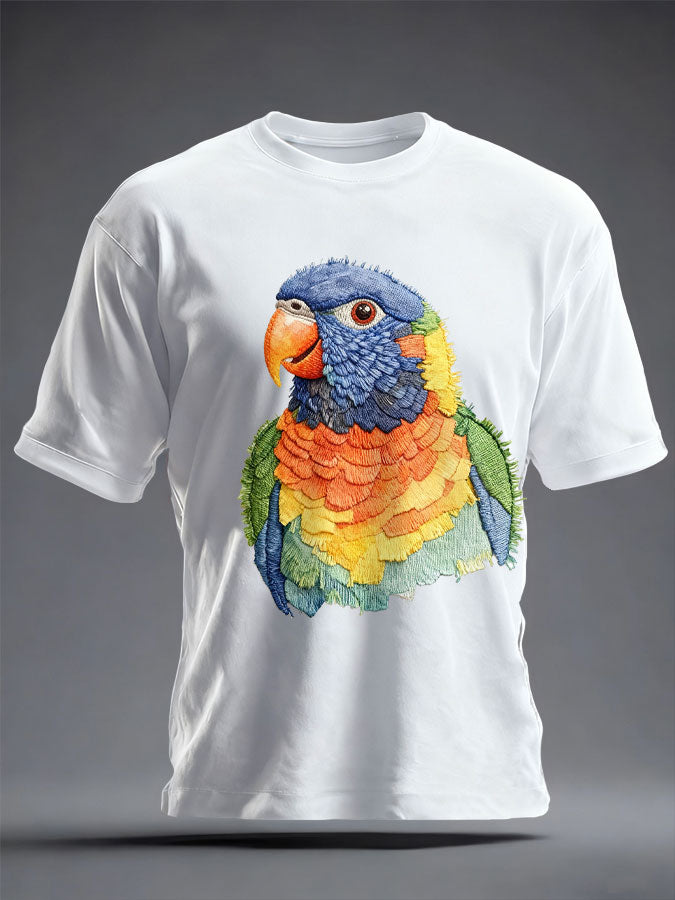 Unisex Rainbow Lorikeet Art Printed T-shirt