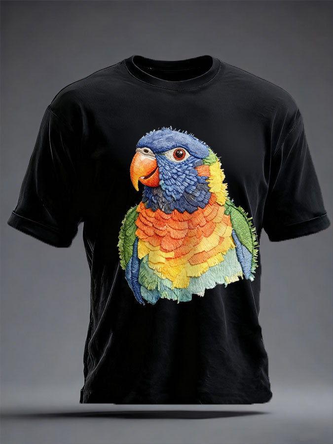 Unisex Rainbow Lorikeet Art Printed T-shirt