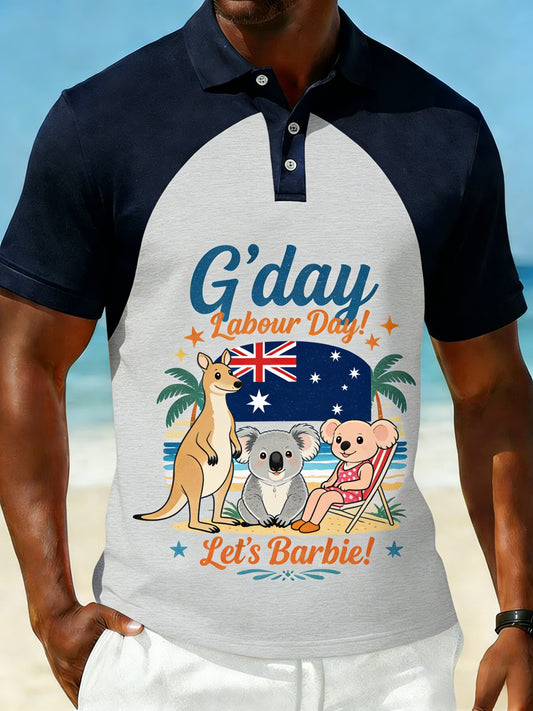Men's Retro Australian *G’day Labour Day! Let’s Barbie! Polo Shirt