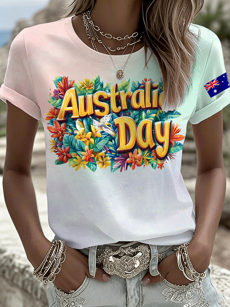 Women's Australian-Themed Graphic Print T-Shirt