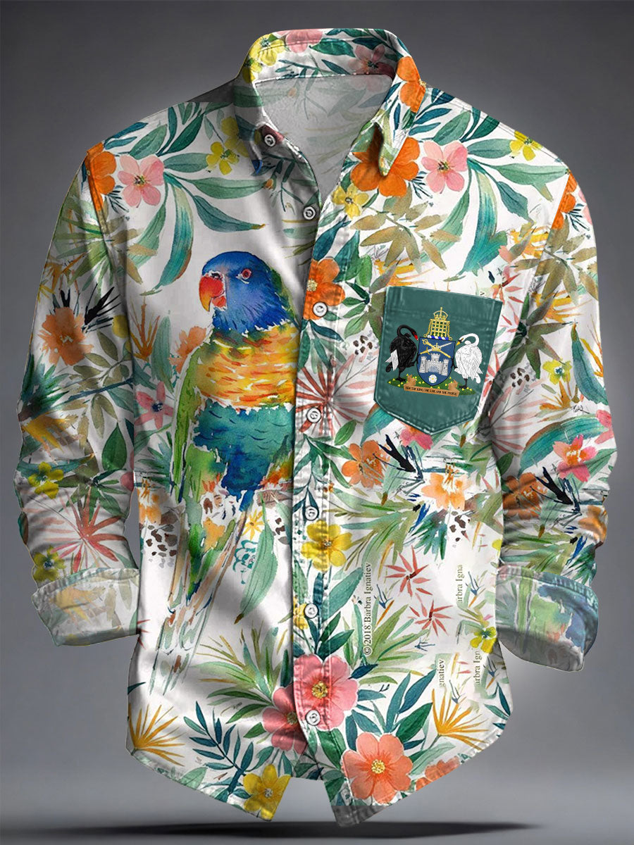 Men's Australia Art Canberra Day Rainbow Lorikeet Printed Shirt
