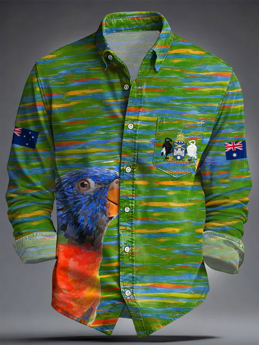 Men's Art Canberra Day Rainbow Lorikeet Printed Shirt