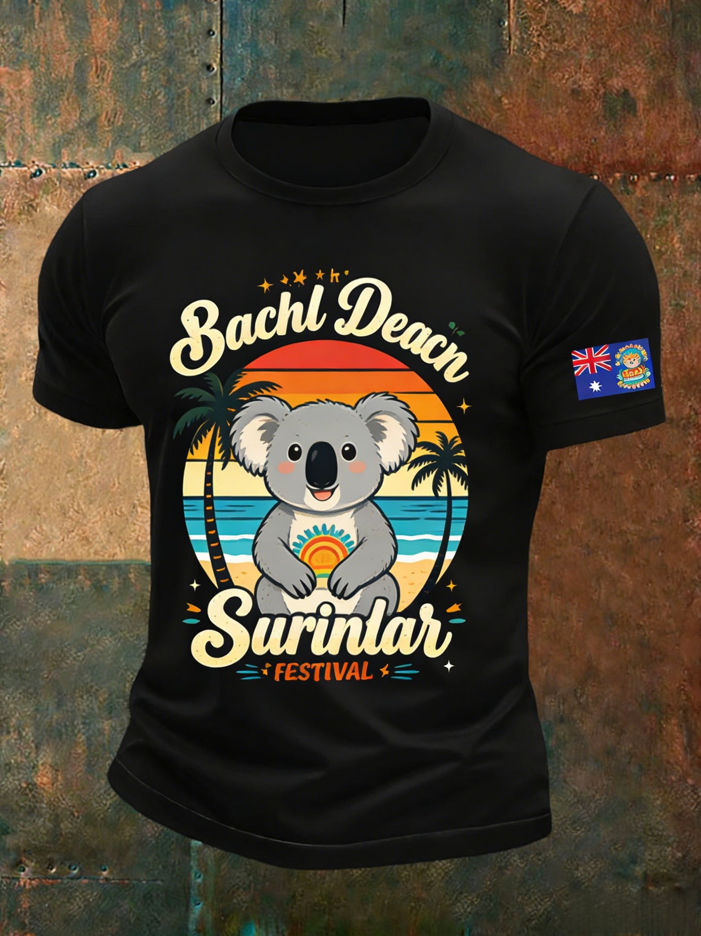 Men's Vintage Australian Holiday  Casual Short-Sleeve T-Shirt
