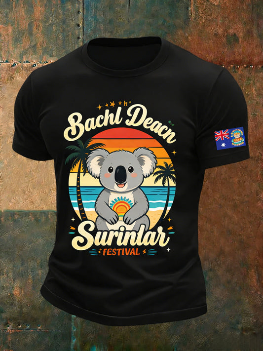 Men's Vintage Australian Holiday  Casual Short-Sleeve T-Shirt