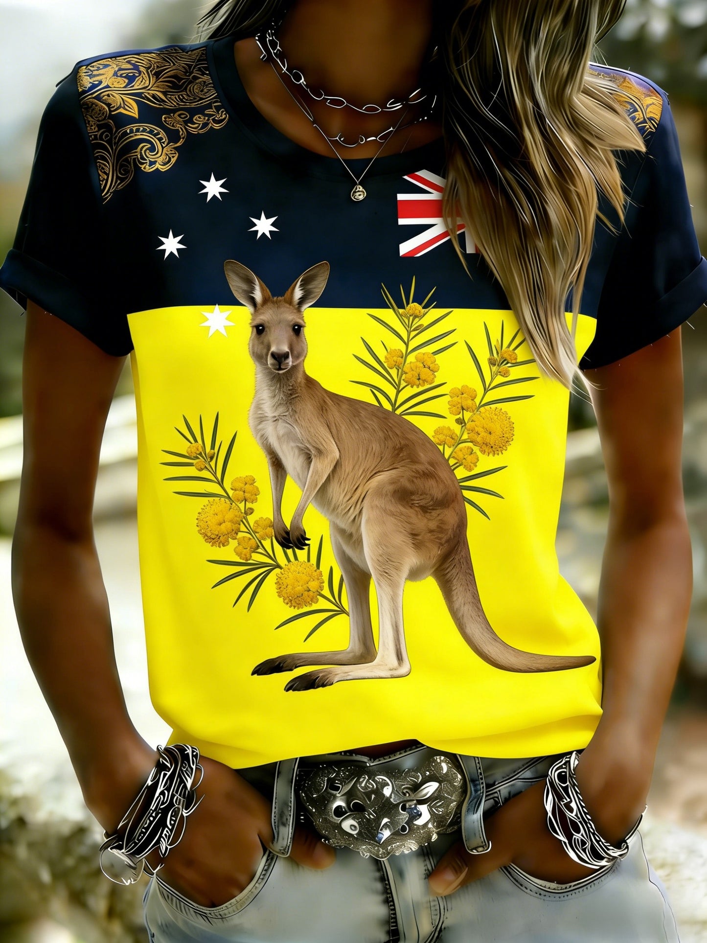 Women's  Vintage Australian Holiday Kangaroo Casual Comfortable Short Sleeve T-Shirt