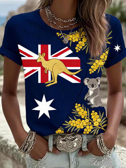 Women's Vintage Australian Holiday Casual Short-Sleeve T-Shirt