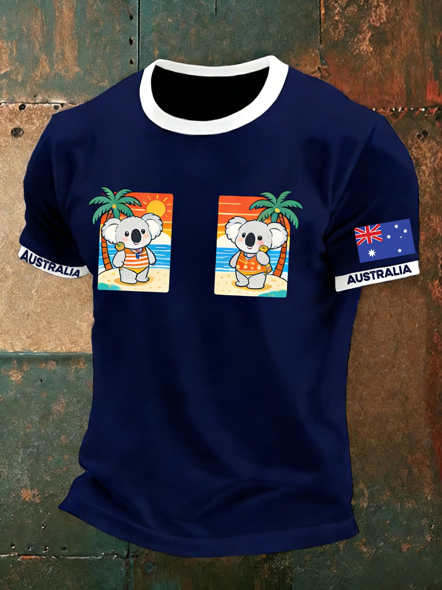 Vintage Australian Holiday Koala Art Casual Short-Sleeve T-Shirt