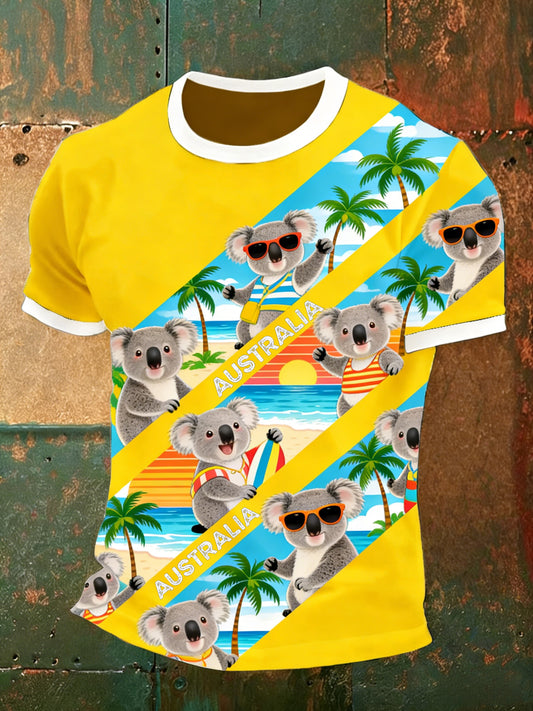 Vintage Australian Holiday Koala Art Casual Short-Sleeve T-Shirt