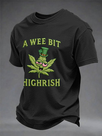 Men's  Funny St Patrick Day A Wee Bit Highrish Short Sleeve  T-shirt