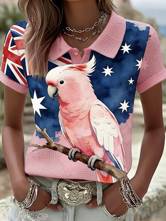 Women's Vintage Aussie Cute Pink Cockatoo Casual Comfortable Short Sleeve T-Shirt