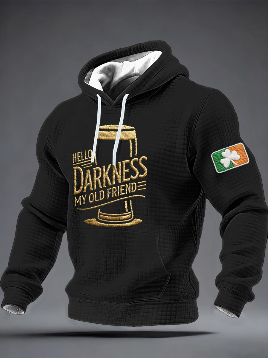 Men's Hello Darkness My Old Friend Checkered Cotton Hoodie