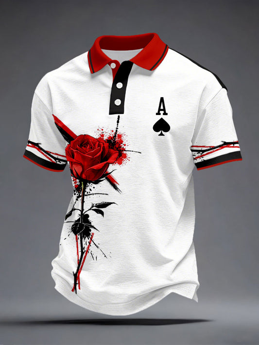 Men's Spade A Poker Red Rose Tops