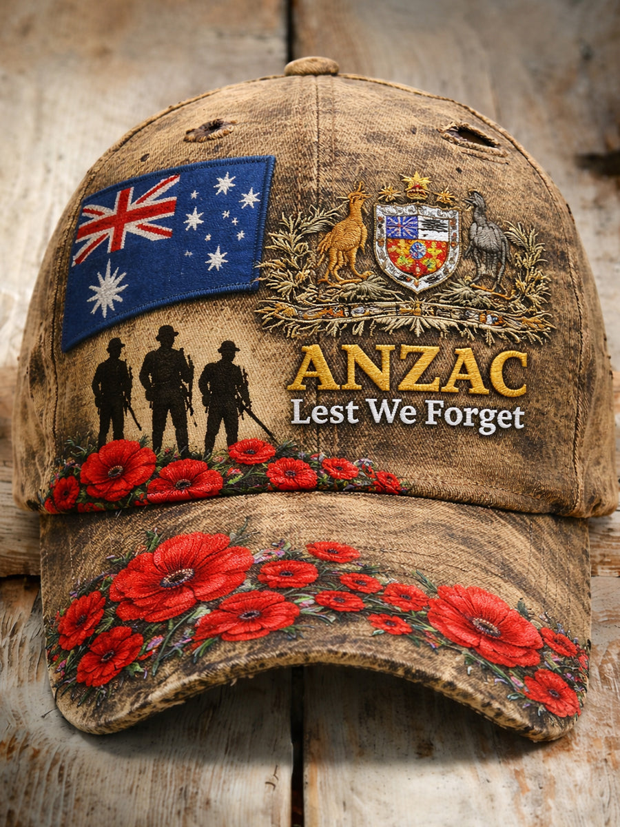 Unisex Retro ANZAC Commemorative Print Casual Hat