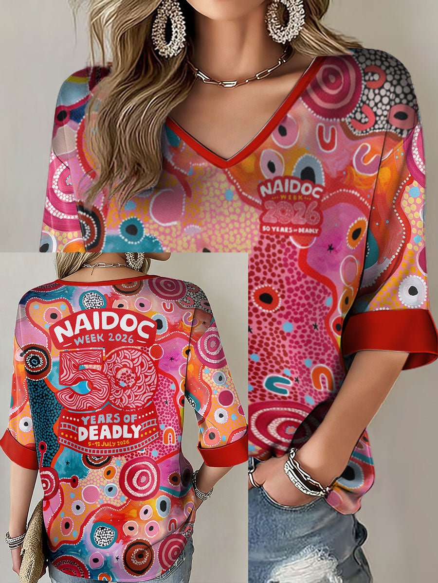 Women's AU 50 Years of Deadly NAIDOC Week Aboriginal Culture Printed Tops
