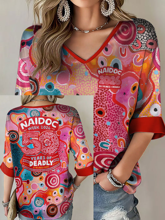 Women's AU 50 Years of Deadly NAIDOC Week Aboriginal Culture Printed Tops