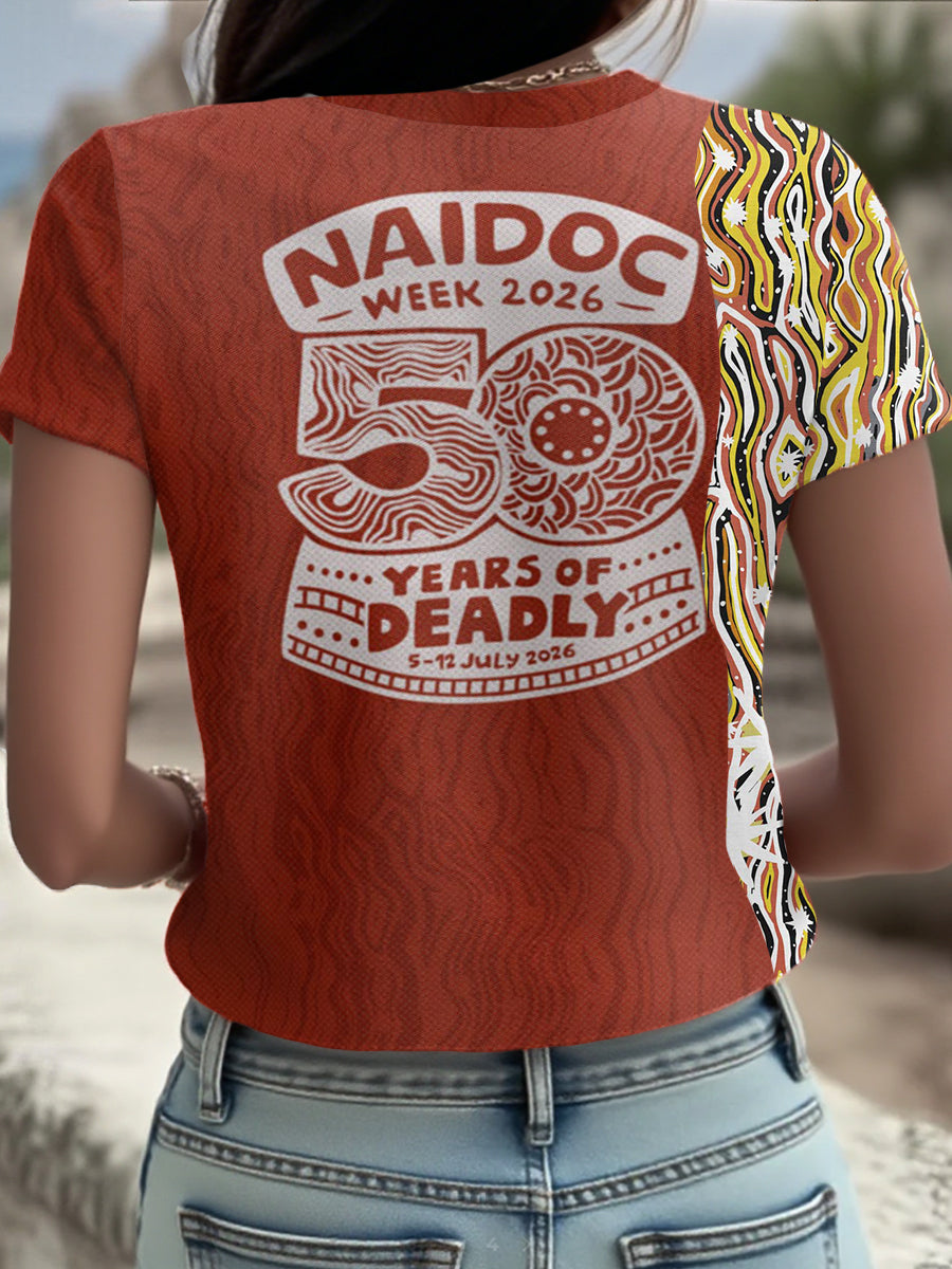 Women's AU 50 Years of Deadly NAIDOC Week Aboriginal Culture Printed T-Shirt