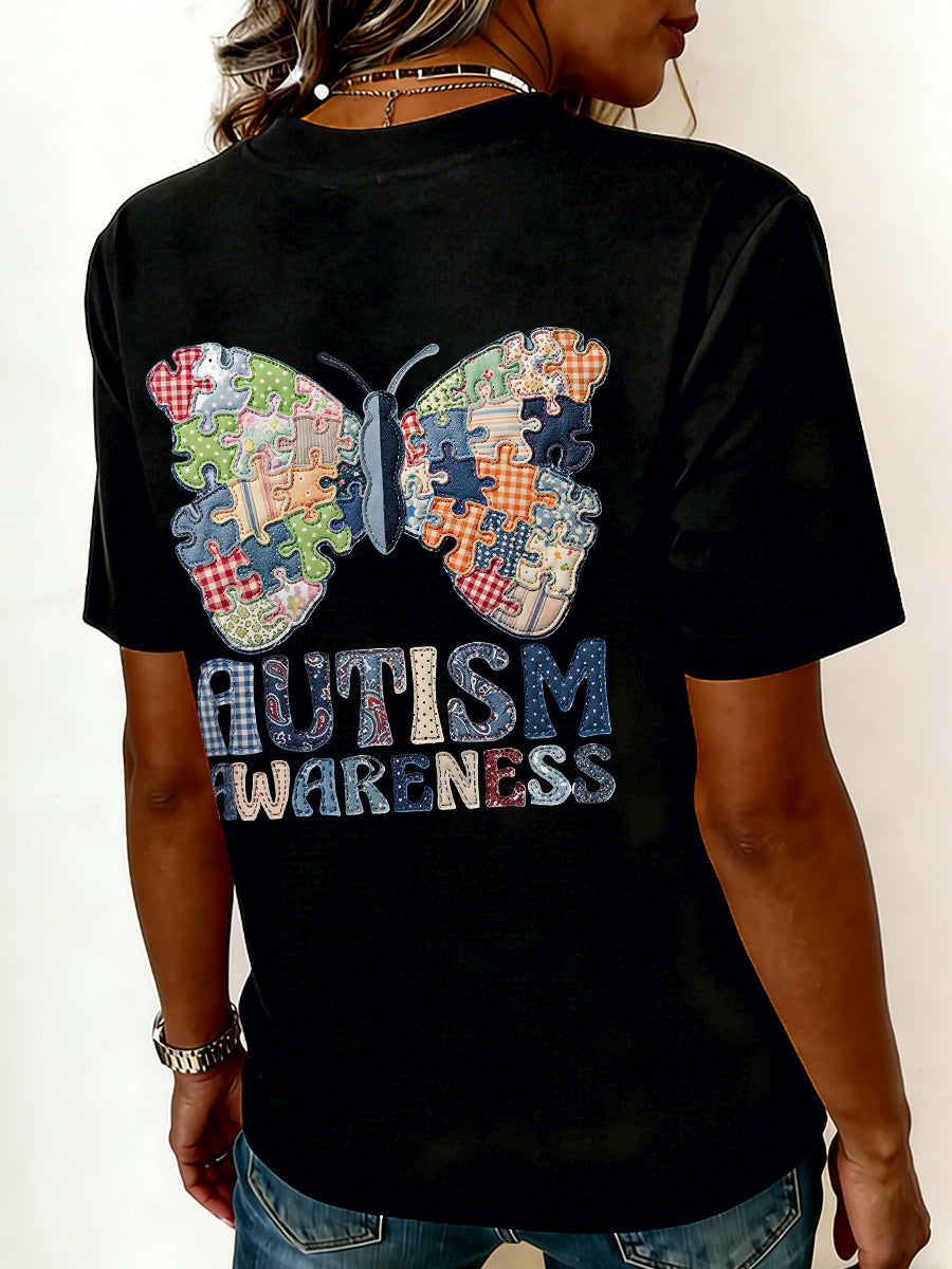 Women's Autism Awareness Print T-shirt
