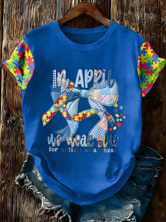 Women's Autism Awareness Print T-shirt
