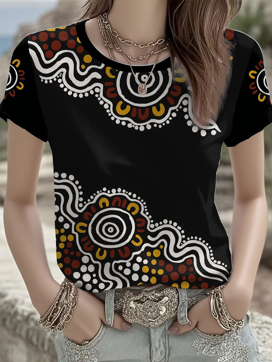 Women's  AU Aboriginal Culture Printed short-sleeved T-shirt